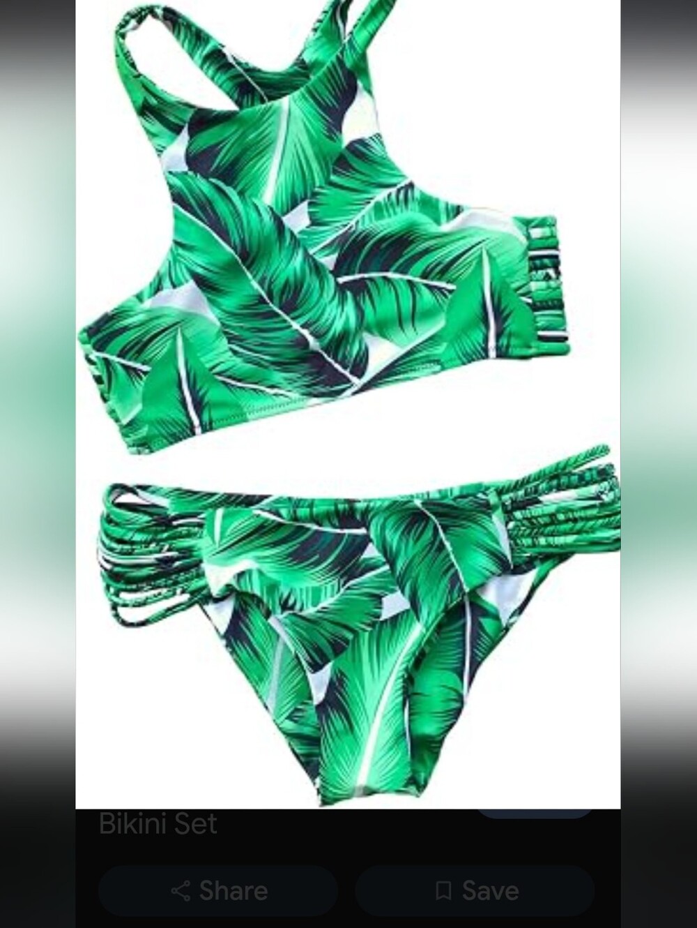 Cupshe Green Tropical Leaf Strappy Bikini Set